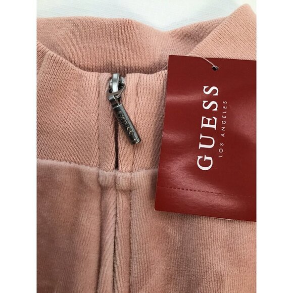 GUESS Womens Size Small Pink Zippered Velour Track Jacket - Picture 3 of 7